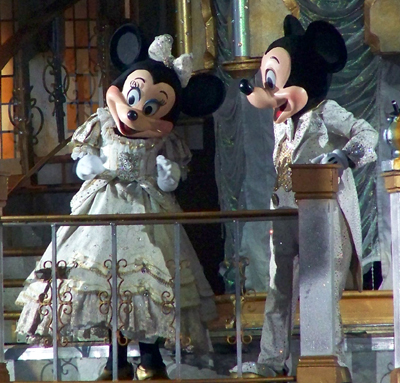 Mickey and Minnie on the castle