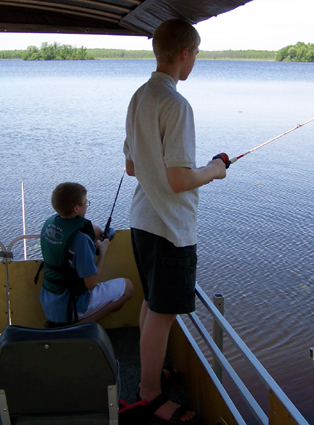 Alex and Caleb fishing