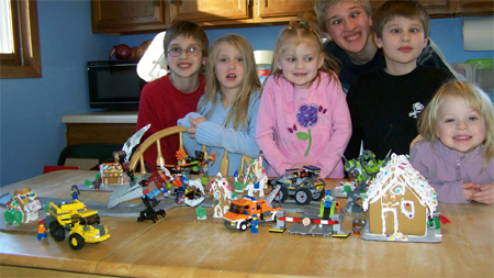 The kids with their gingerbread house city