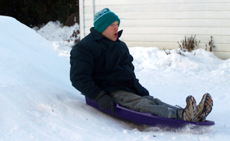 Lee on a sled