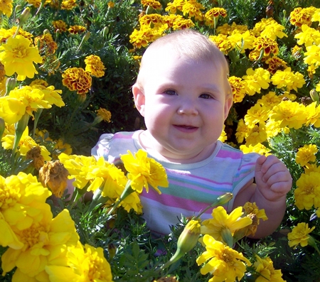 Ella in the flowers