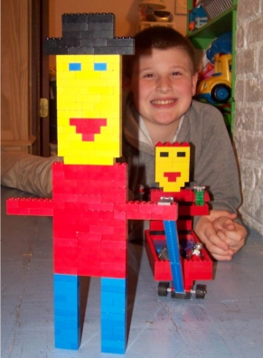 lego man with a kid built by Corbin