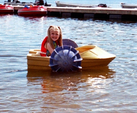 Rosa in a paddle boat