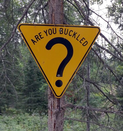 Are you buckled sign with large question mark