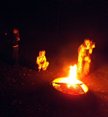 the girls around the fire