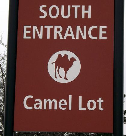 a sign saying Camel Lot