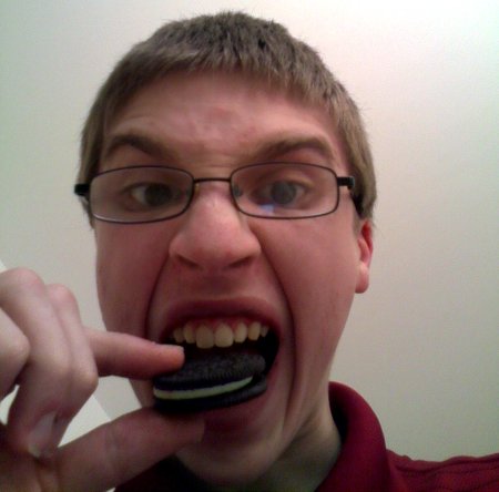 Caleb attacking an Oreo cookie