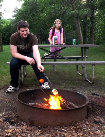 Corbin at the campfire