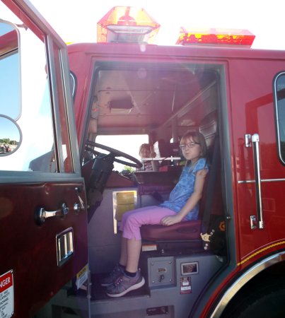 Anna in the firetruck