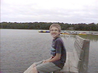 Caleb on the dock bench