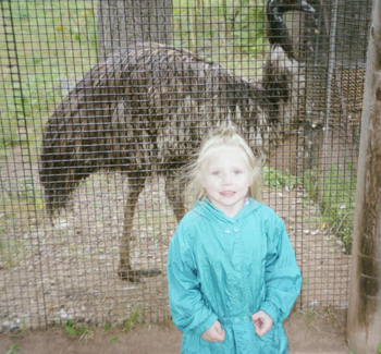 Nora and an emu