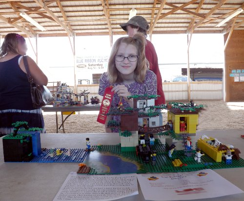 Rosa with her Lego creation