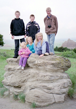 the kids on a rock