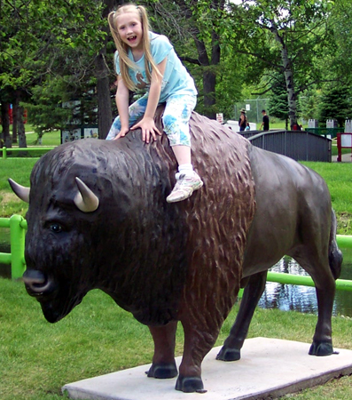 Nora on a buffalo